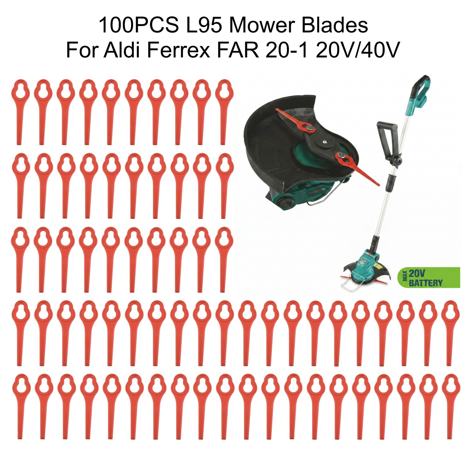 Leaf Blower Cordless - 100 szt. Ostrzy do kosiarki 95mm,