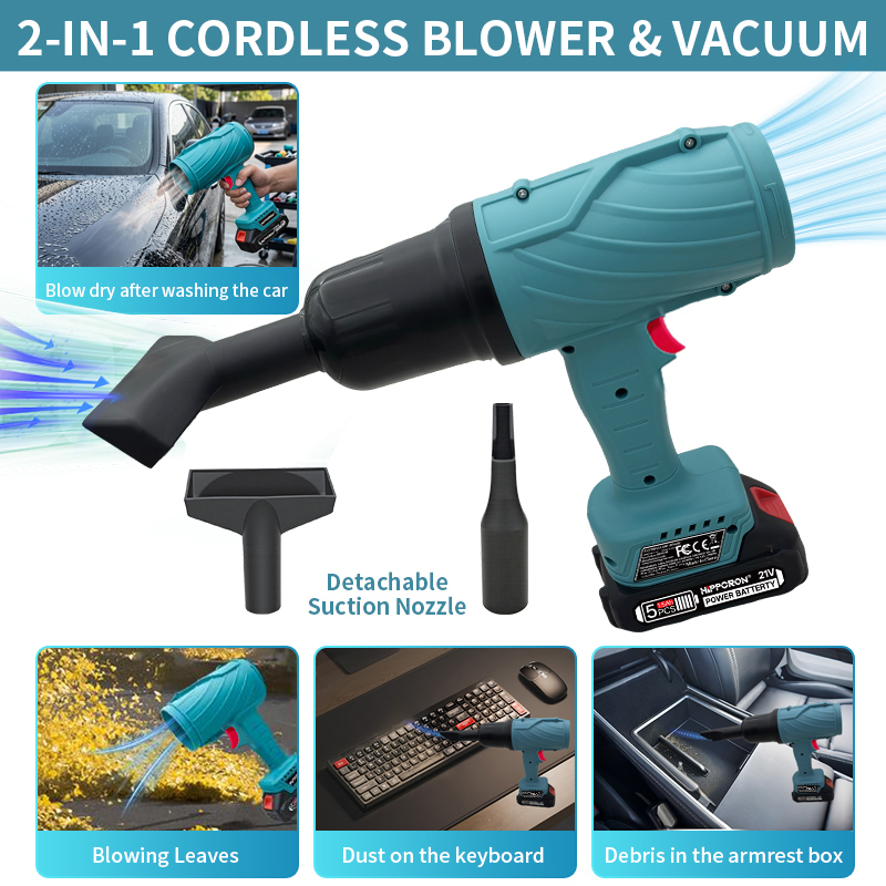 Leaf Blower Cordless - HIPPCRON Bezszczotkowa, akumulatorowa dmuchawa do liści,