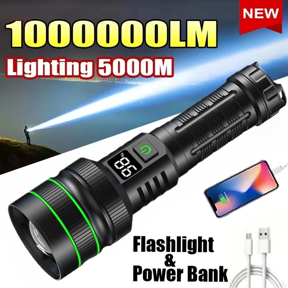 Outdoor Power For Camping - Mocna latarka LED z regulacją zoomu,