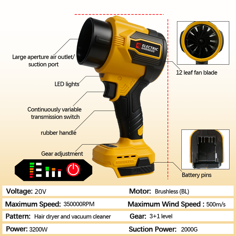 Elektryczne dmuchawy turbo 320 – Leaf Blower Cordless recenzja i cena